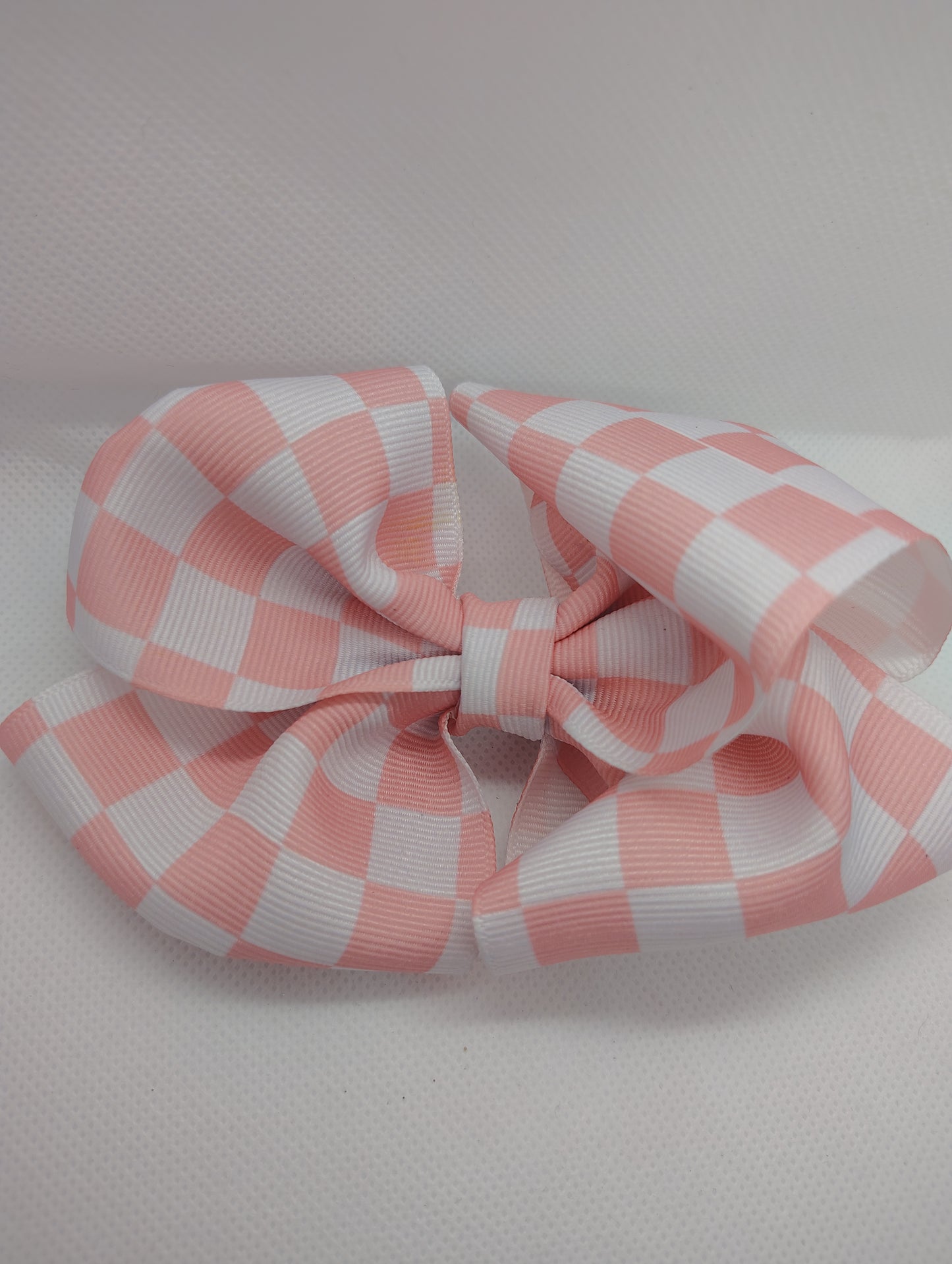 Light Pink Checkered Hair Bow