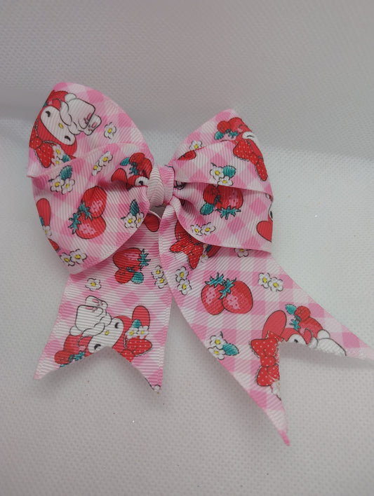 Strawberry Plaid Hair Bow